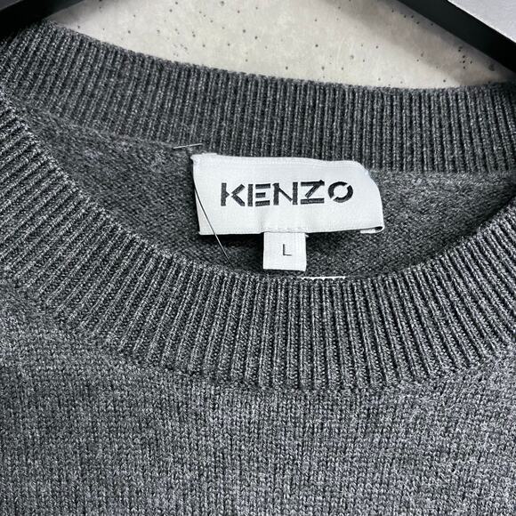 FLOOR Kenzo Multicolor Classic Logo Sweater Gray 100% Wool Fits Medium - Picture 3 of 6